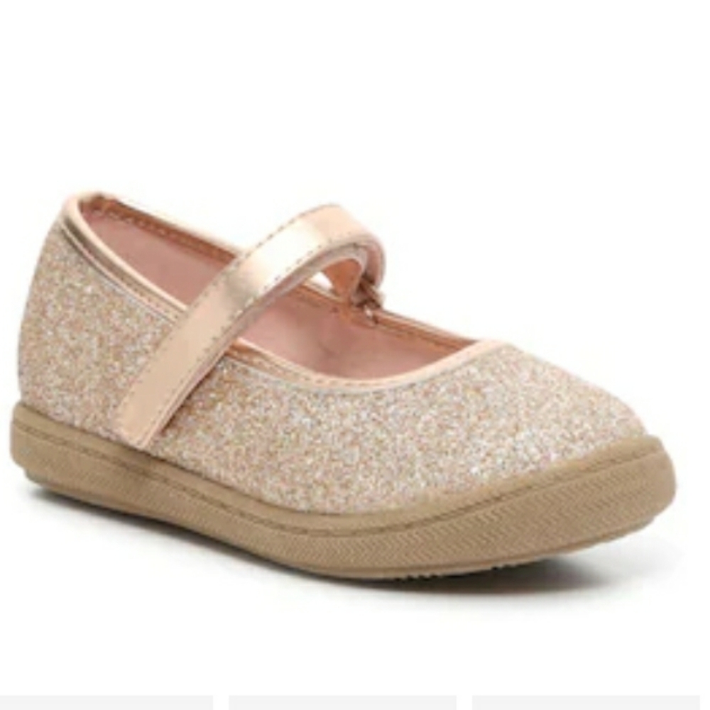 Olive & Edie Gracie Rose Gold Glitter Mary Jane Toddler Baby Shoes Size 5